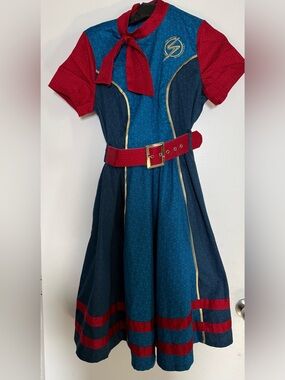 Marvel Blue and Red Superhero Dress with Gold Accents